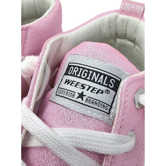 Weestep Kids Princess Pink Glitter High Top Canvas Sneakers Size 1 NEW - Picture 3 of 14